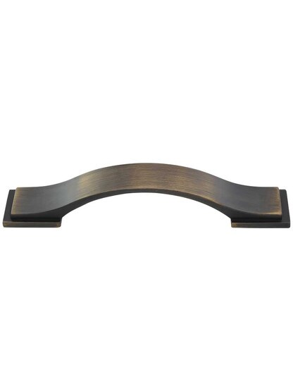 Mirada Strap Cabinet Pull - 3 3/4 inch Center-to-Center in Antique Brushed Satin Brass.